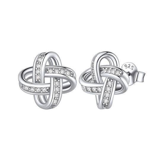 925 Sterling Silver Quadruple Love Knot Stud Earrings