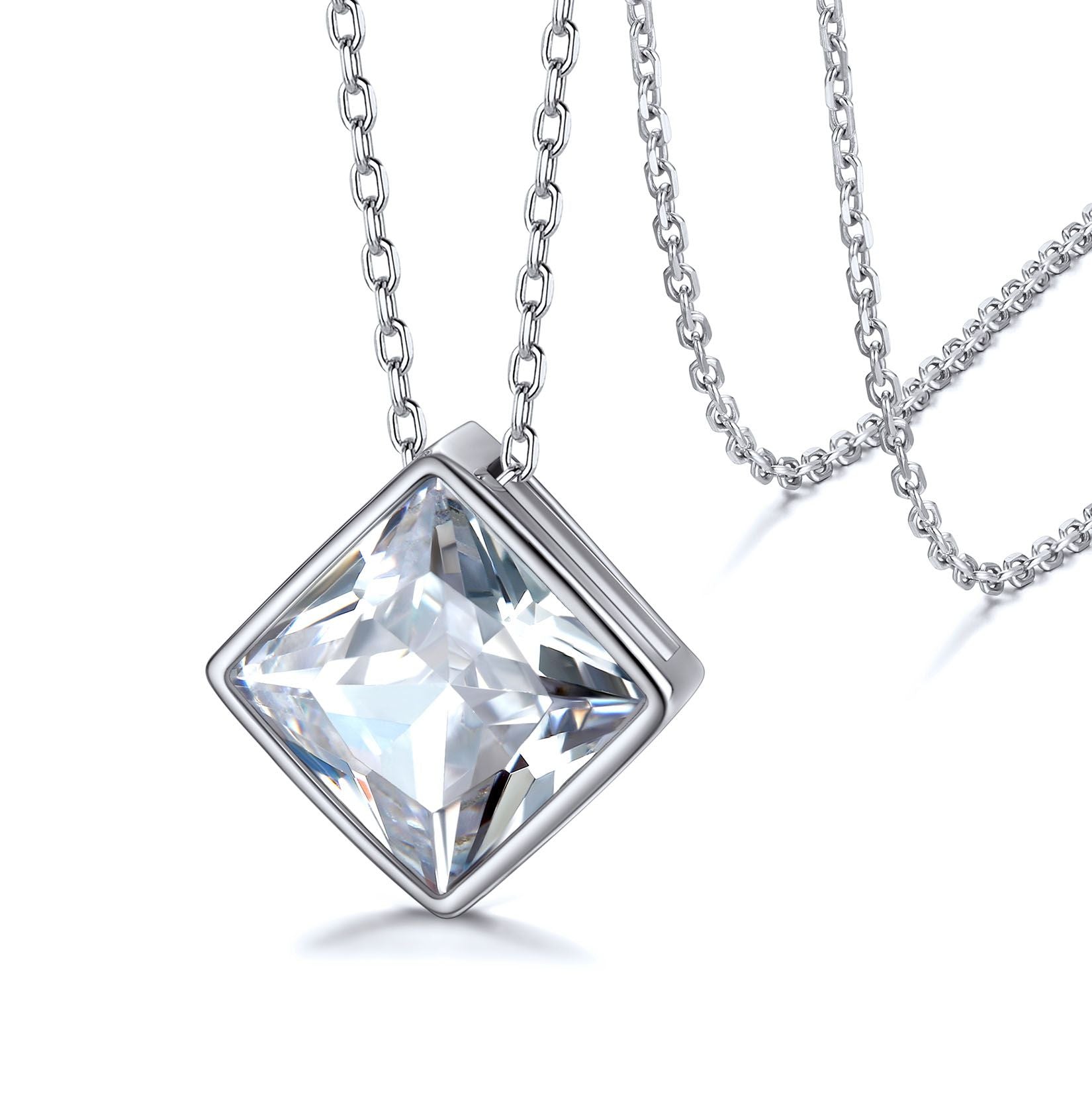 925 Sterling Silver Shiny Cubic Zirconia Necklace