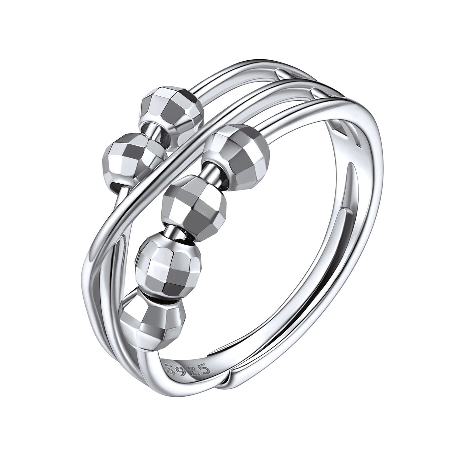 925 Sterling Silver Spinner Beads Anxiety Fidget Ring