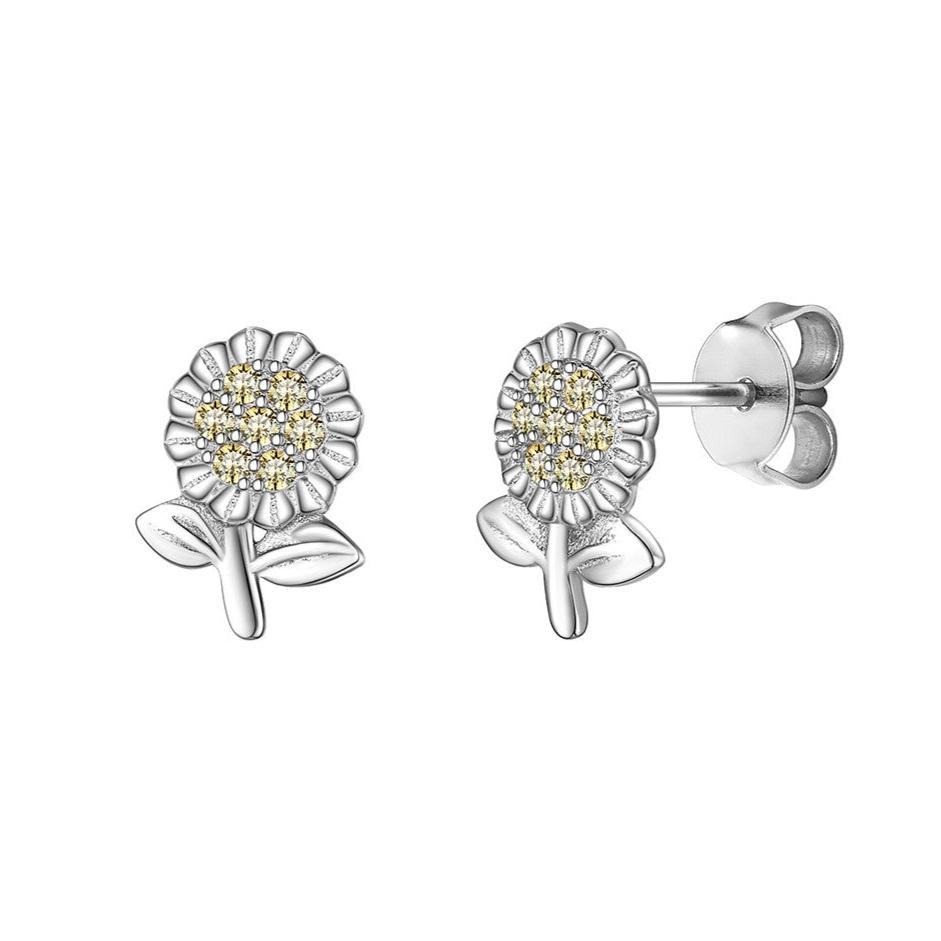 925 Sterling Silver Sunflower Stud Earrings