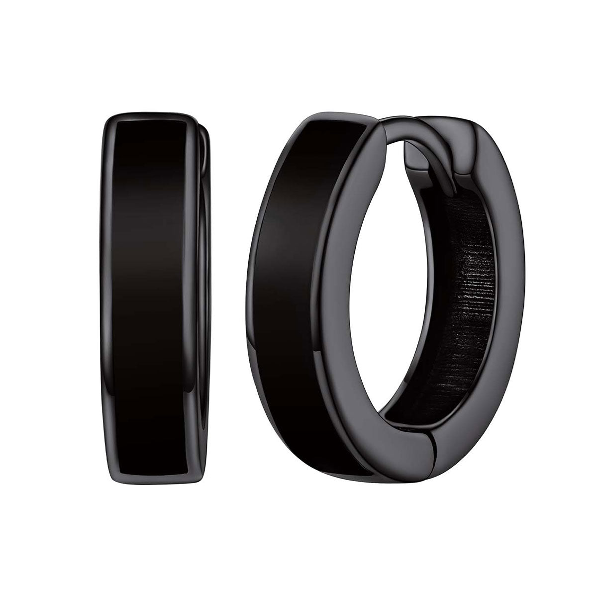 925 Sterling Silver Tiny Huggie Hoop Earrings Black Plated