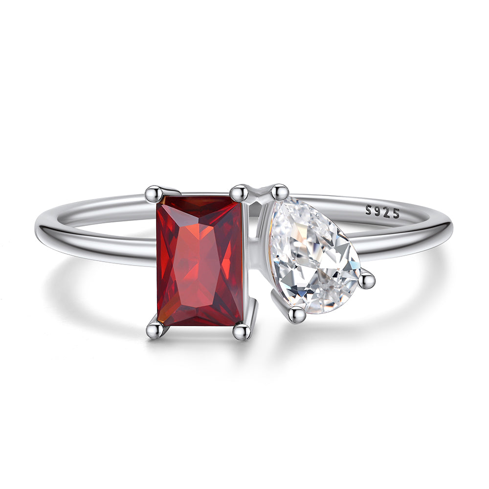 925 Sterling Silver Toi et Moi Birthstone Ring for Women