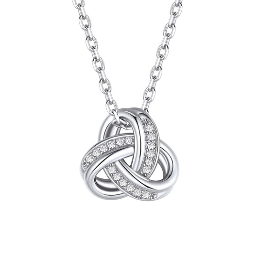925 Sterling Silver Triple Love Knot Necklace for Women