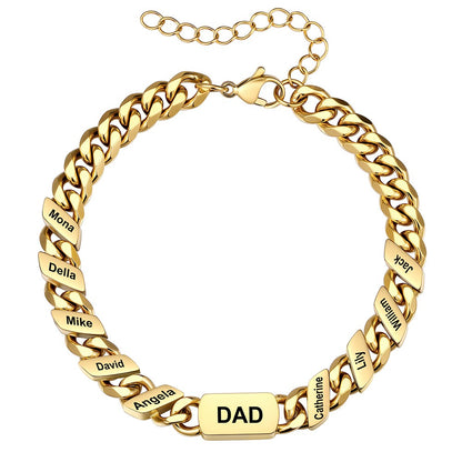 9 Names Cuban Chain Bracelet Gold Plated
