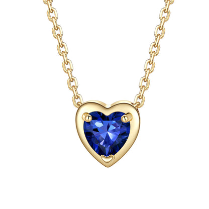 Heart September Birthstone Necklace on a white background