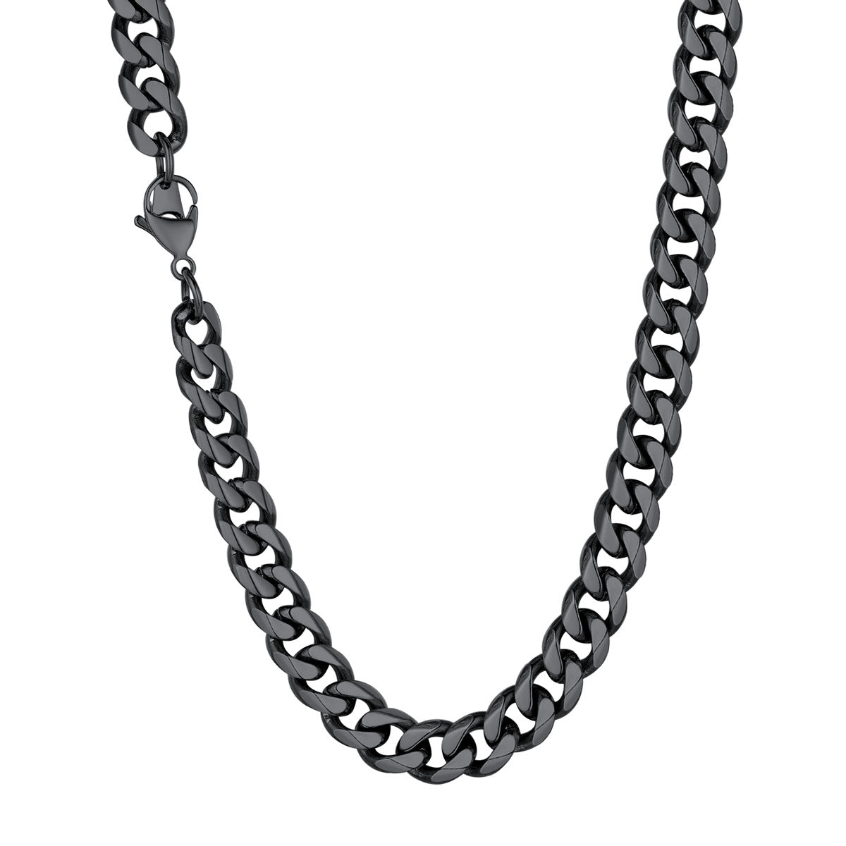 9mm Cuban Chain Necklace Black Plated
