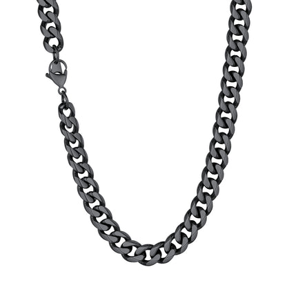 9mm Cuban Chain Necklace Black Plated