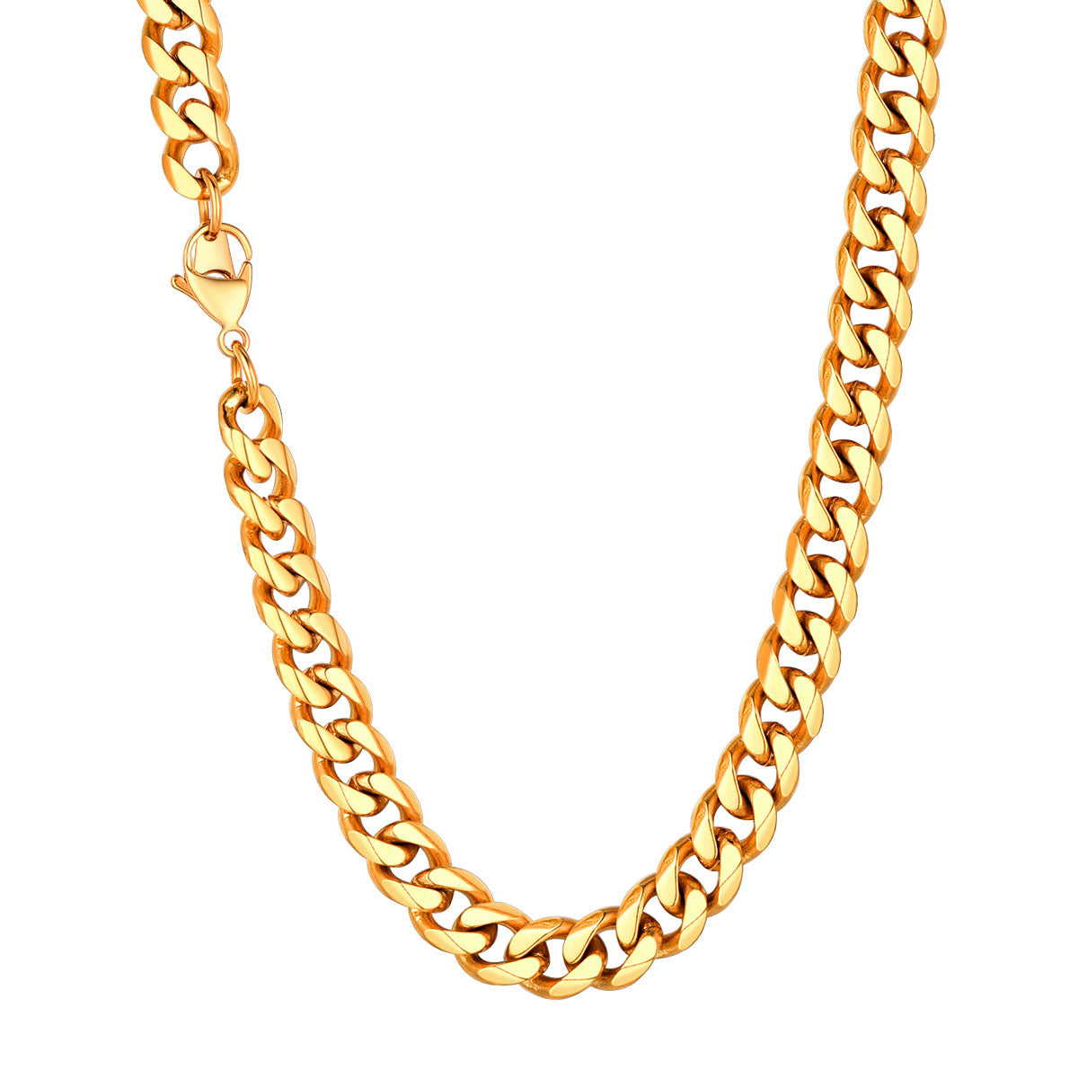 9mm Cuban Chain Necklace Gold Plated