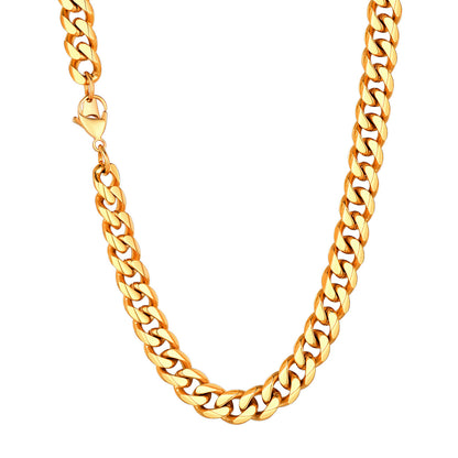 9mm Cuban Chain Necklace Gold Plated