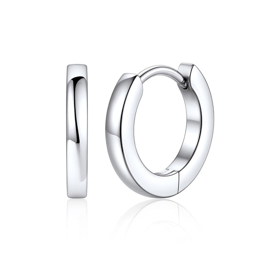 9mm Stainless Steel Huggie Earrings for Women Men on a white background