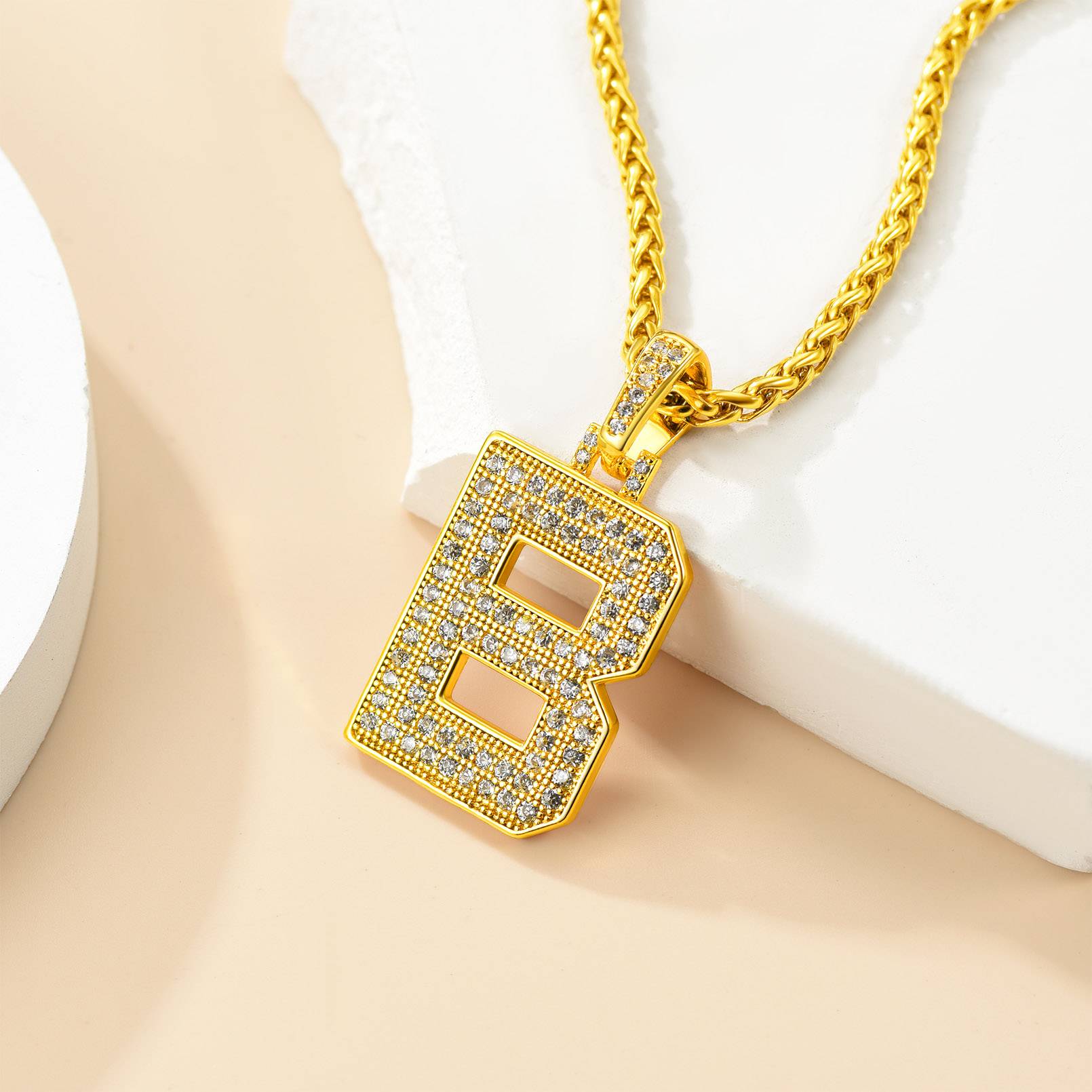 A Bling Cubic Zirconia Initial B Necklace