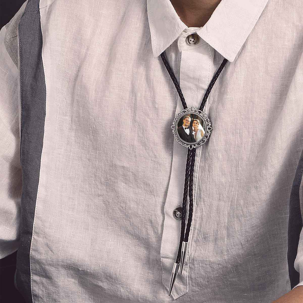 A Man Genunie Leather Picture Bolo Ties