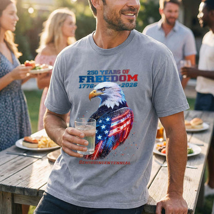 A Man Wearing 250 Year American T Shirt 4th July T-Shirt