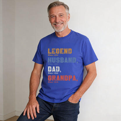 A Man Wearing Blue Custom Legend Dad T Shirt