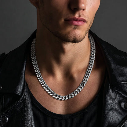 A Man Wearing Chunky Miami Cuban Link Chain Necklace for Men