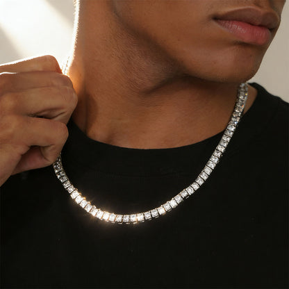 A Man Wearing Classic Cubic Zirconia Tennis NecklacE