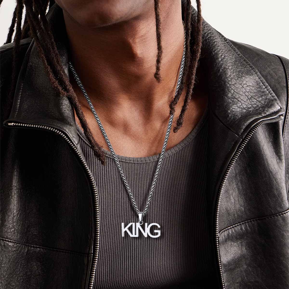 A Man Wearing Custom 1-3 Rows Name Necklace