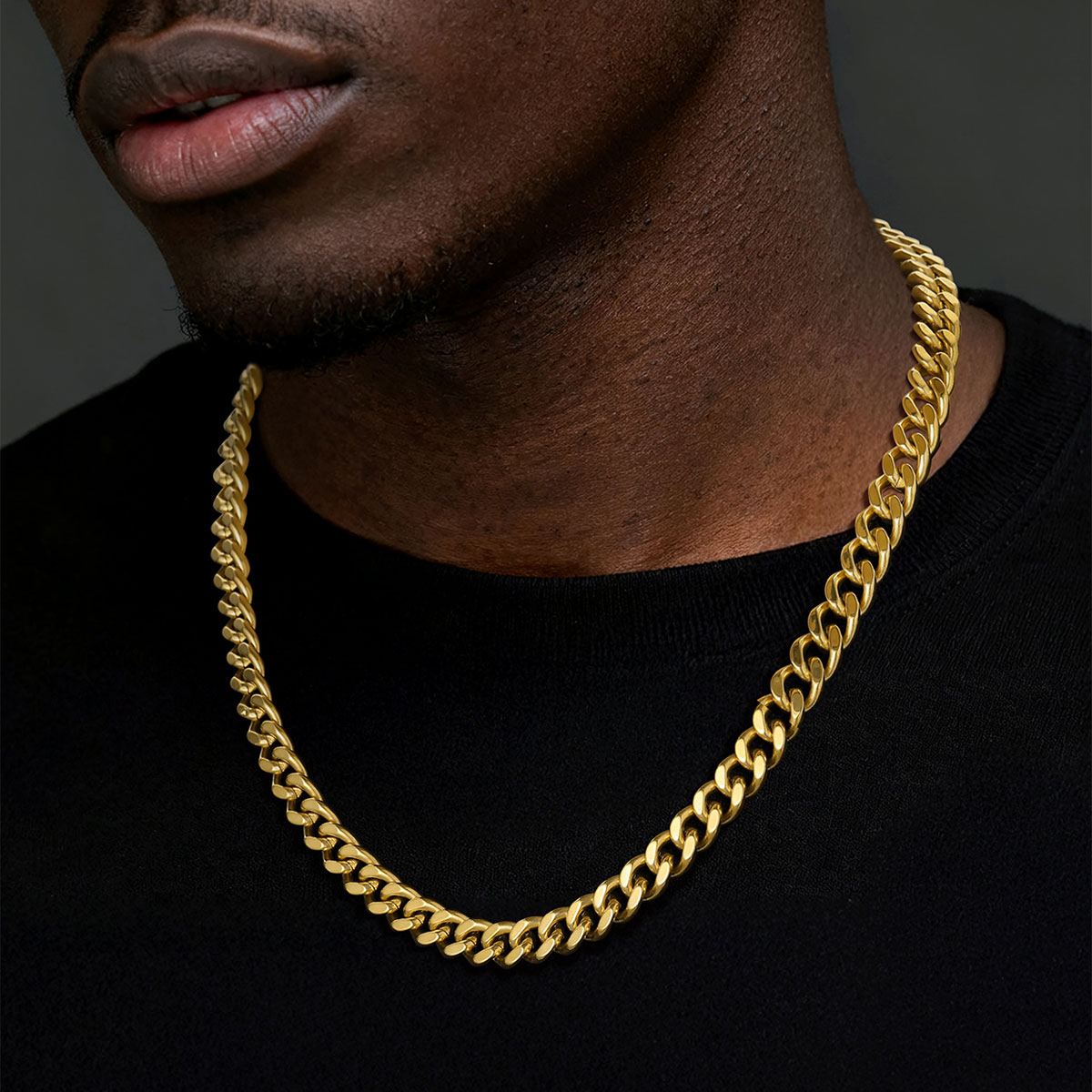 A Man Wearing Custom Cuban Link Chain Necklace