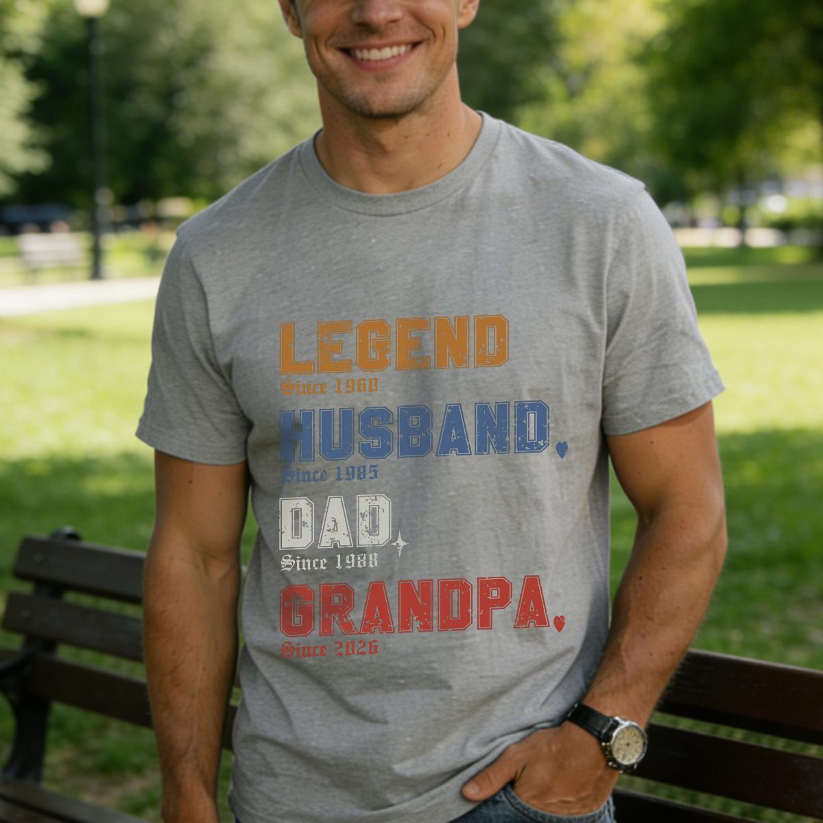 A Man Wearing Custom Legend Dad T Shirt