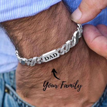 A Man Wearing Names Cuban Chain Bracelet