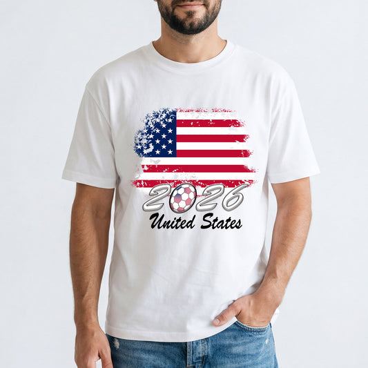 A Man Wearing Custom World Cup 2026 National Flag on a white background