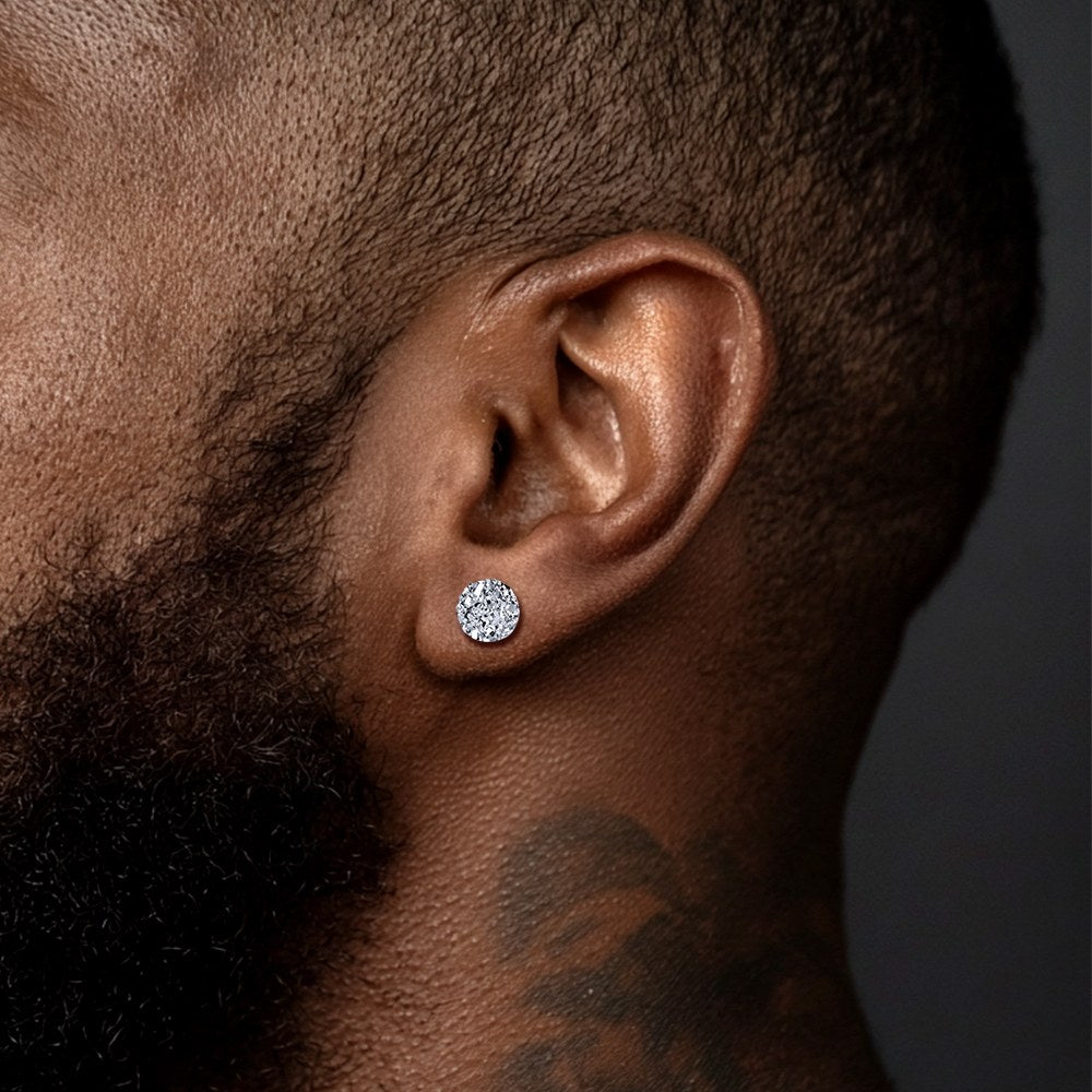 A Man Wearing Diamond Stud Earrings for Men Women