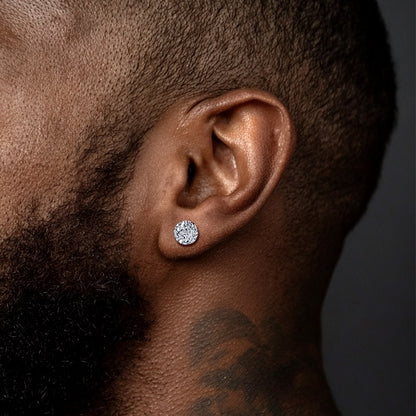 A Man Wearing Diamond Stud Earrings for Men Women