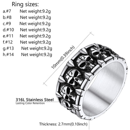 A Man Wearing Engraved Gothic Skull Ring: Dimension, Durable, Solid