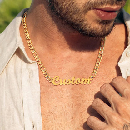 A Man Wearing Figaro Chain Necklace\