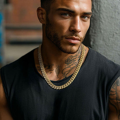 A Man Wearing  Miami Cuban Link Chain Necklace