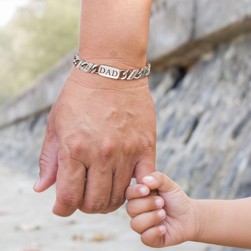 A Man Wearing Names Cuban Link Bracelet