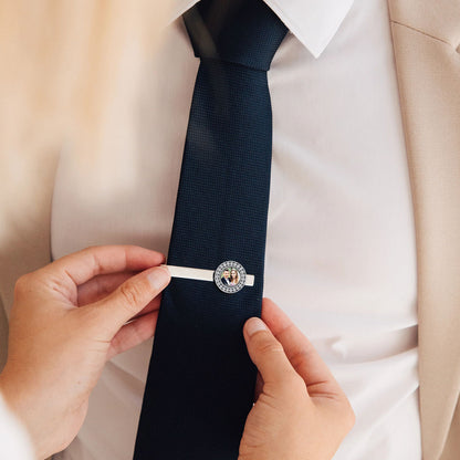 A Man Wearing Personalized CZ Picture Tie Clip