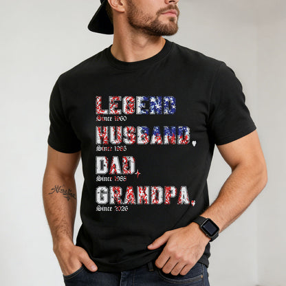 A Man Wearing Personalized Legend T Shirt for Dad  Black