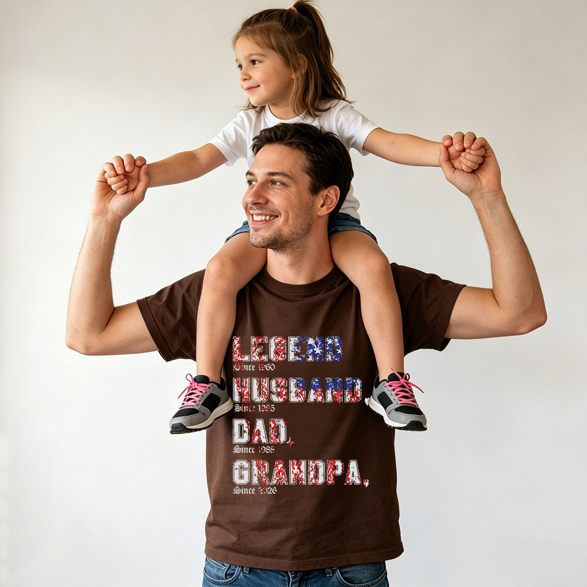 A Man Wearing Personalized Legend T Shirt for Dad Brown