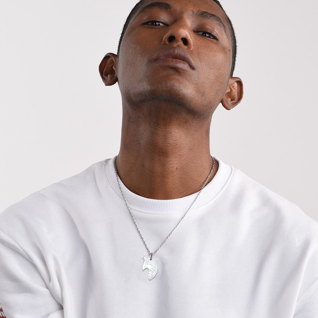 A Man Wearing Sale Sika Deer Puzzle Necklaces