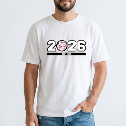 A Man Wearing White Custom World Cup 2026 National Soccer T-Shirt for Men Women