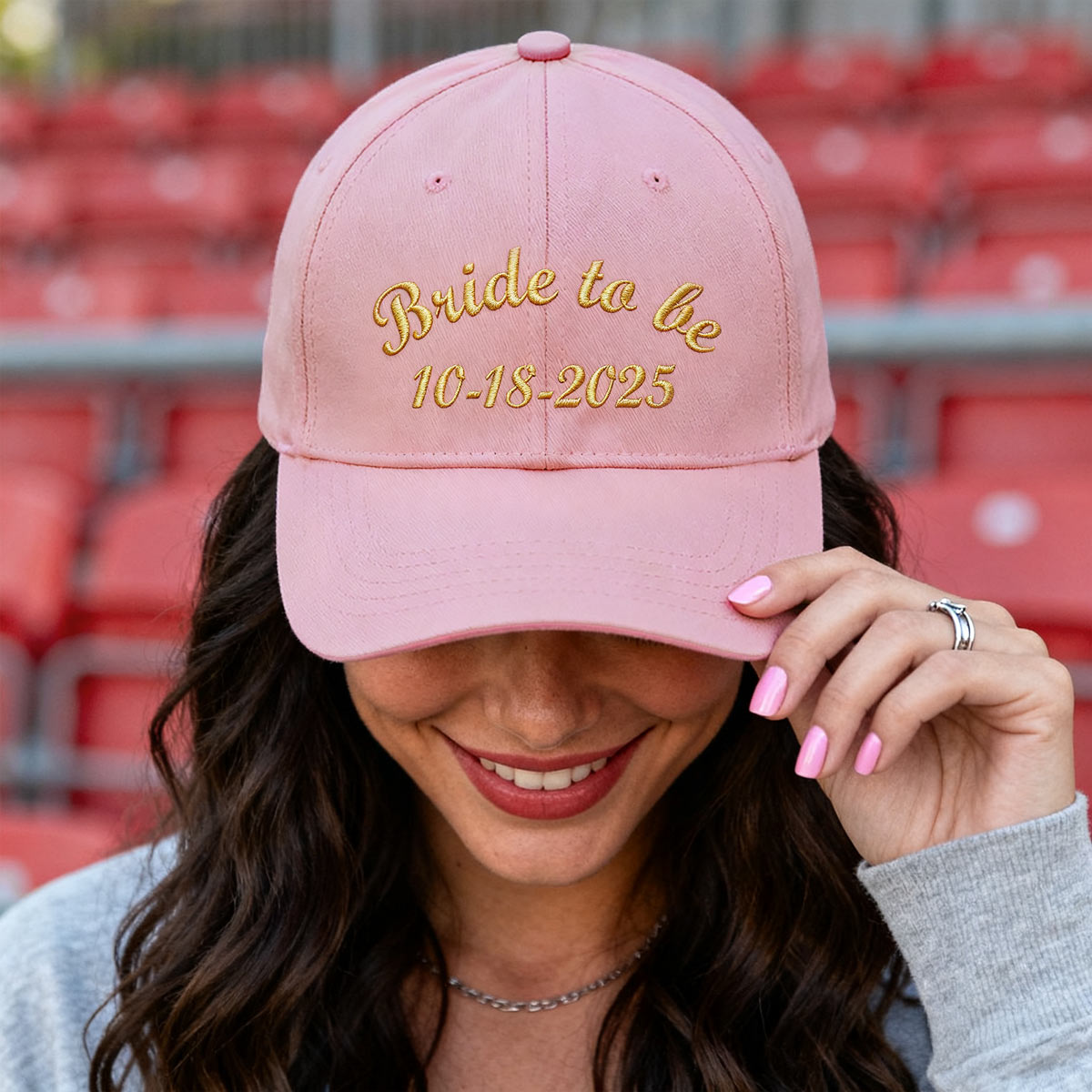 A Woman Hat Baseball Cap with Embroidery Text 