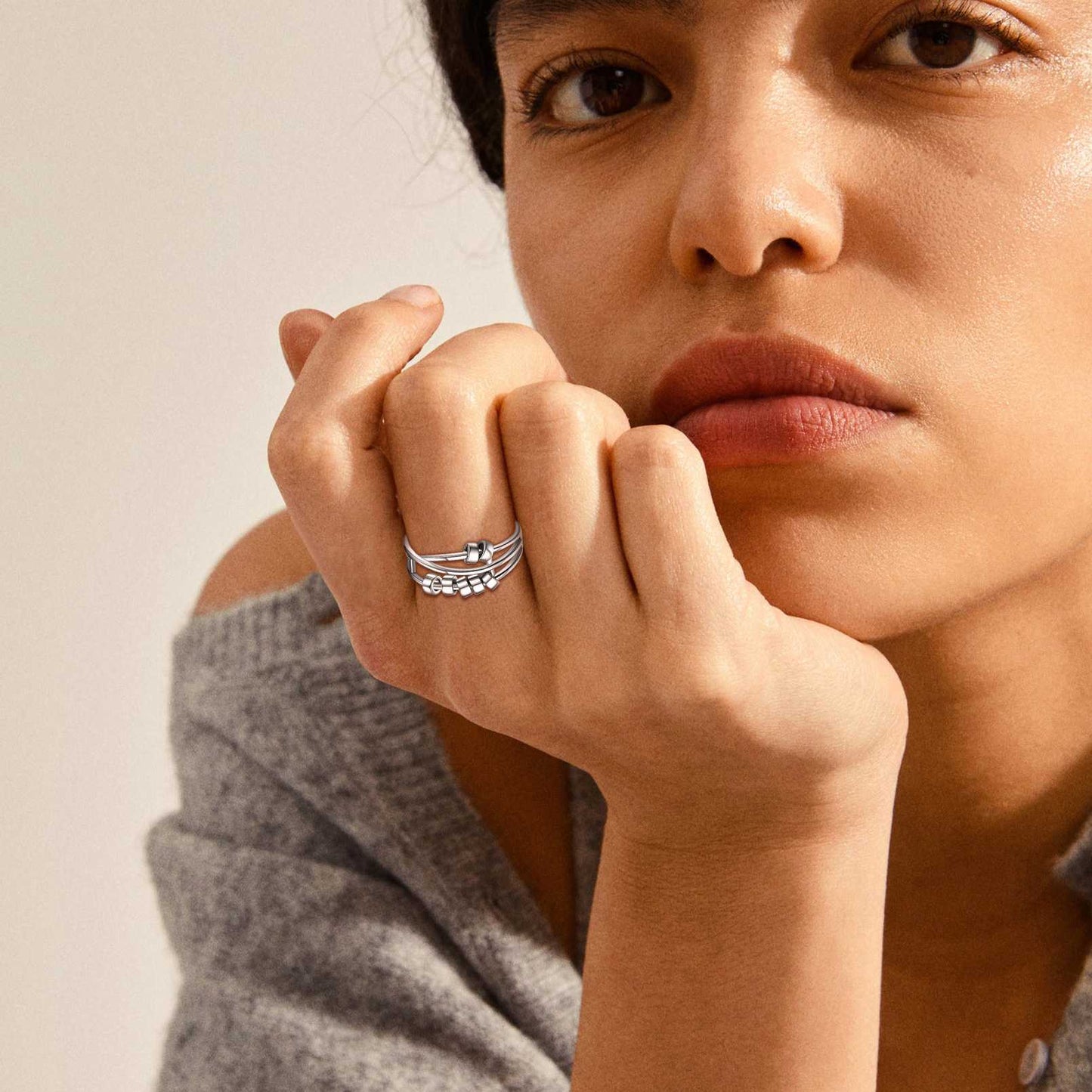 A Woman Wearing Anti Anxiety Fidget Rings for Women