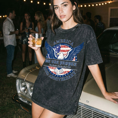 A Woman Wearing Black 250th Anniversary T Shirt USA 4th of July Shirts