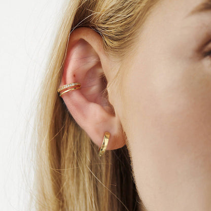 A Woman Wearing CZ Ear Cuff Earrings Clip On Earrings
