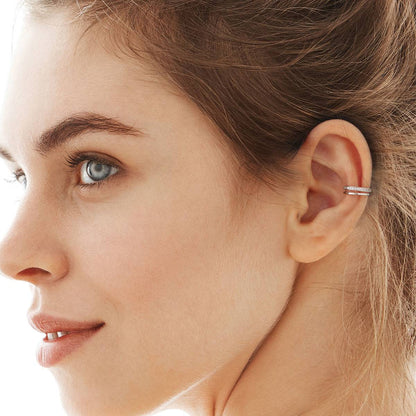 A Woman Wearing Cubic Zirconia Ear Cuff Earrings Clip On Earrings
