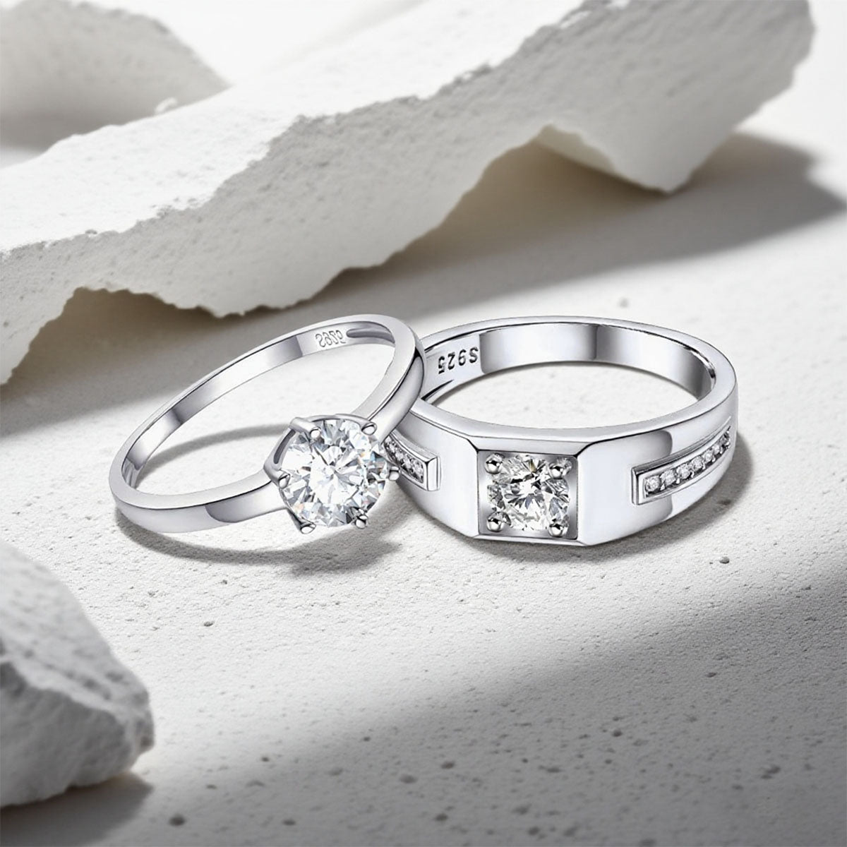 A Woman Wearing Cubic Zirconia Promise Rings for Couple