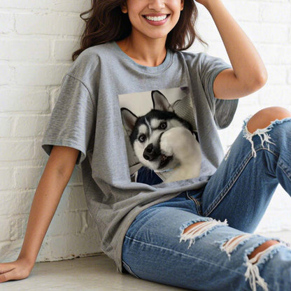 A Woman Wearing Custom Picture T-Shirts