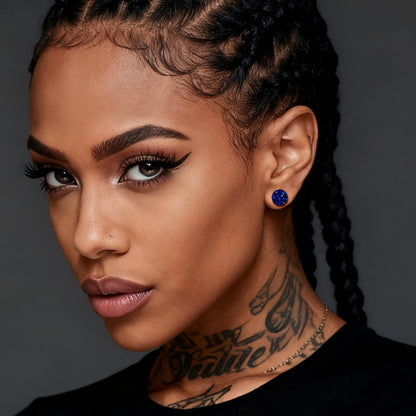 A Woman Wearing Diamond Stud Earrings for Men Women