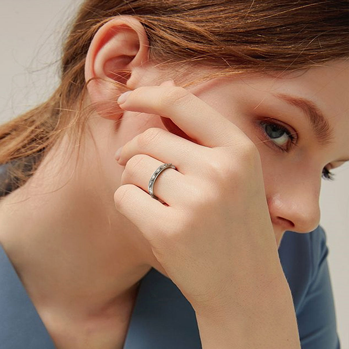A Woman Wearing Evil Eye Anxiety Fidget Ring