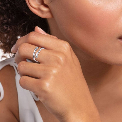 A Woman Wearing Minimalist Hug Ring Promise Ring
