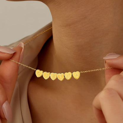 A Woman Wearing Personalized Heart Initial Necklace