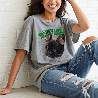 A Woman Wearing Photo and Text T-Shirts 