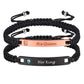 Adjustable Braided Name Engraving ID Bracelet for Couple