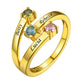 Adjustable Sterling Silver Personalized Birthstone Ring Gold 3 Stone